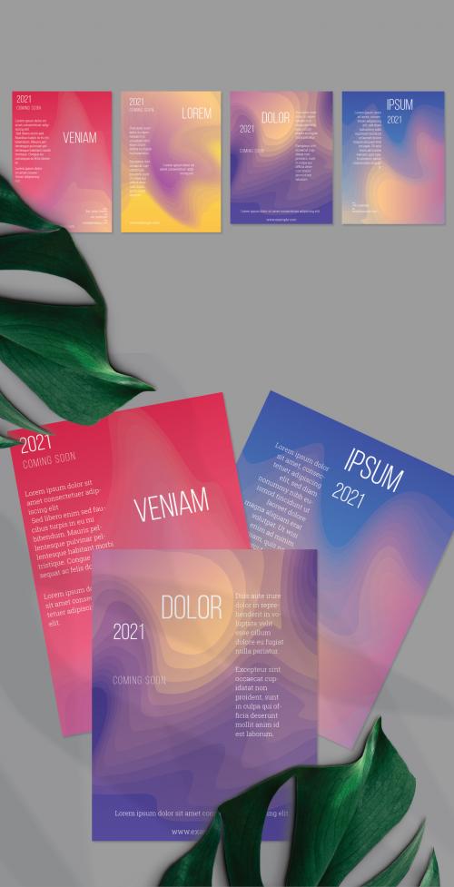 Flyer Layout with Futuristic Wavy Gradient Blend Shapes