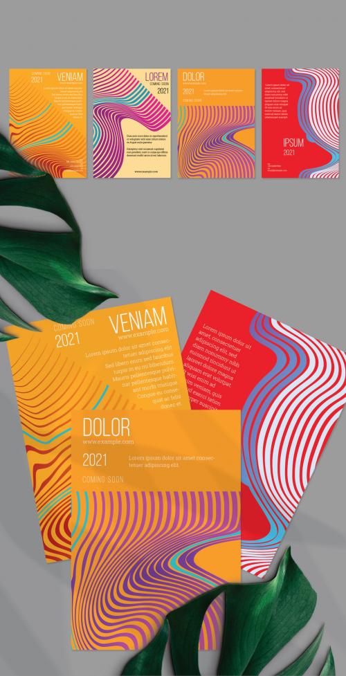 Flyer Layout with Marble Flat Abstract Elements