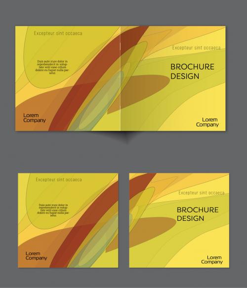 Brochure Cover Layout with Abstract Overlapping Pastel Transparent Shapes