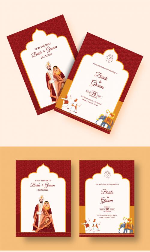 Indian Wedding Card Stationery or Invitation Card Layout