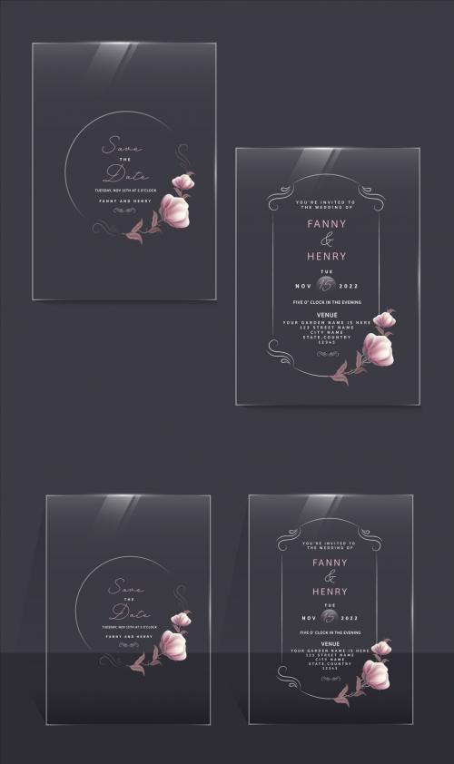 Transparent Wedding Card Stationery or Invitation Card Layout