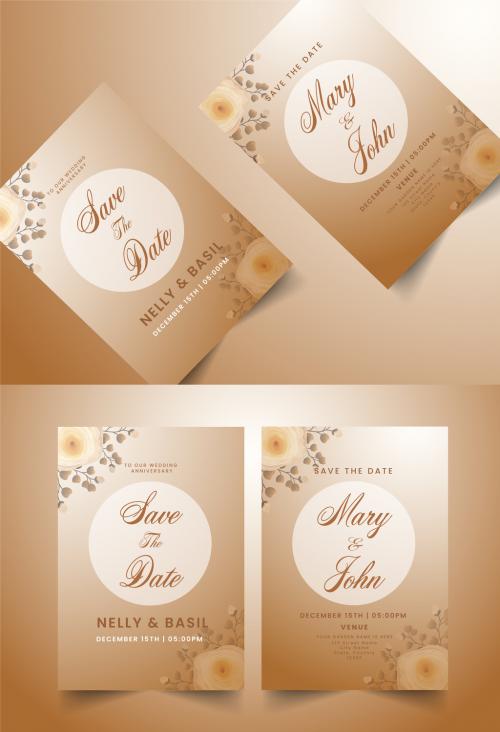 Floral Wedding Card Stationery or Invitation Card Layout