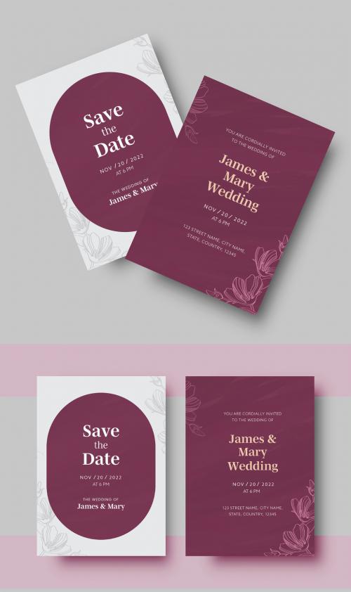 Floral Wedding Card Stationery or Invitation Card Layout