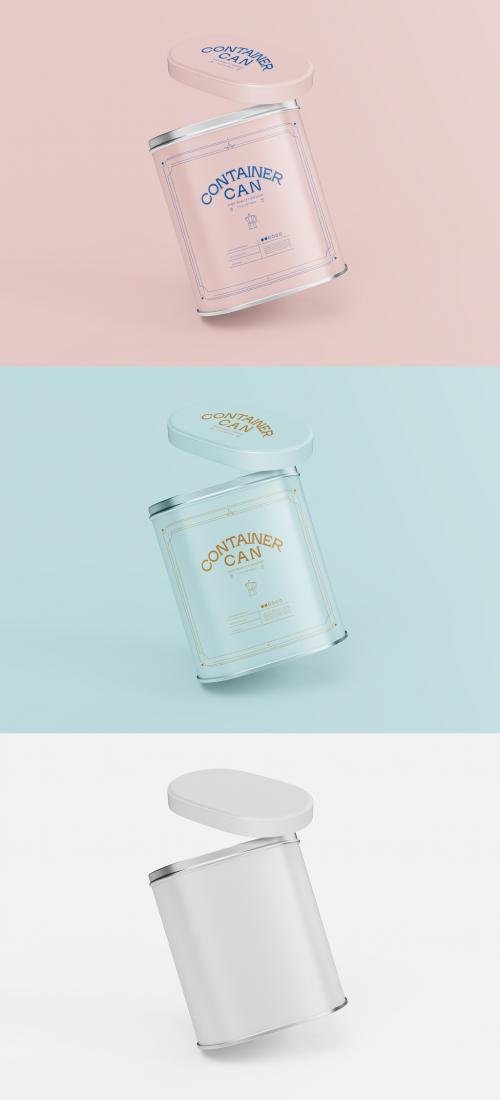 Opened Glossy Tin Can Mockup