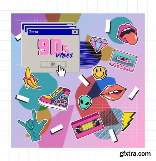 90s Throwback Sticker Art Kit