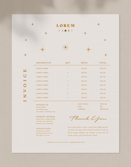 Chic Starry Invoice Layout Design