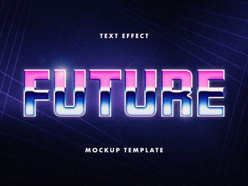 Retro Futuristic Chrome Text Effect Mockup