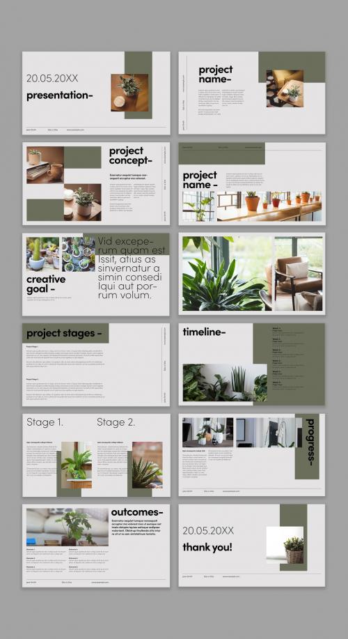 Minimal Presentation Layout with Green Accents