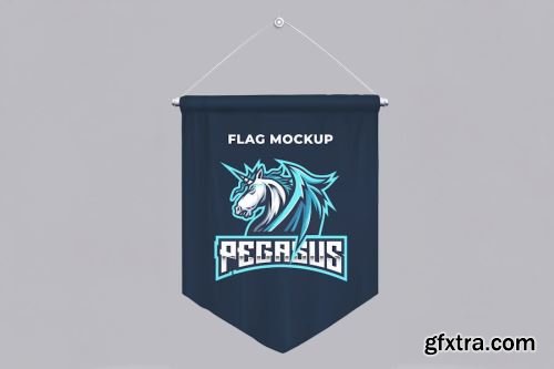 Hanging Wall Flag Circular Pennant Mockup Collections 12xPSD