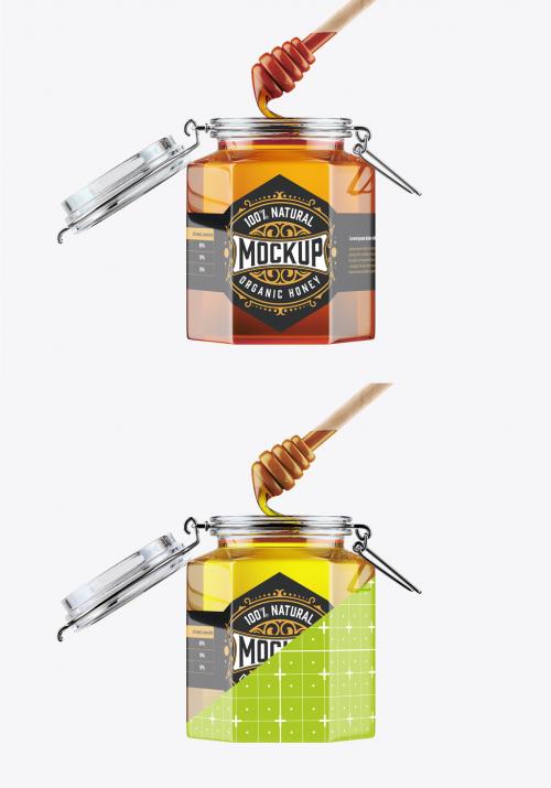 Classic Honey Glass Jar Mockup