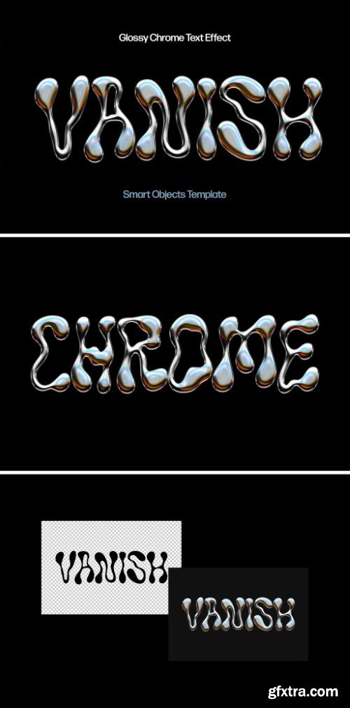 Glowing Liquid Chrome Text Effect Mockup