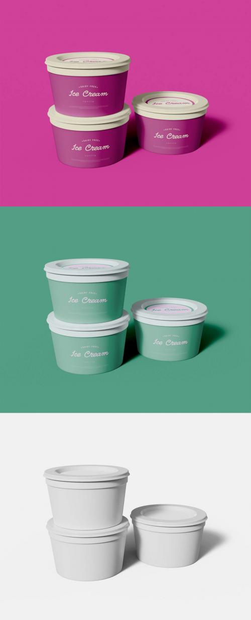 Three Ice Cream Jars Mockup