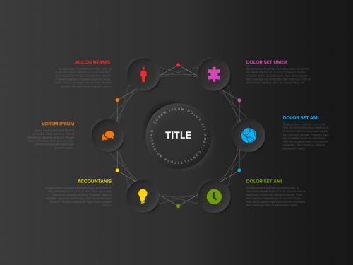 Infographic Dark Circle Layout with Six Elements