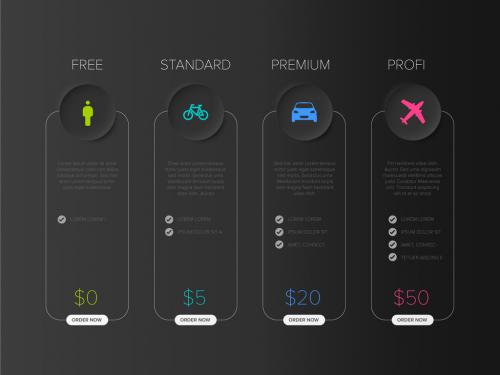 Dark Product Options Features Schema Cards Layout