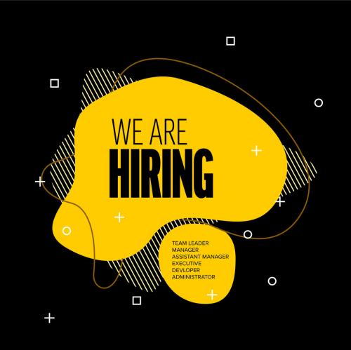 We Are Hiring Minimalistic Flyer Layout Yellow Version with Abstract Shape