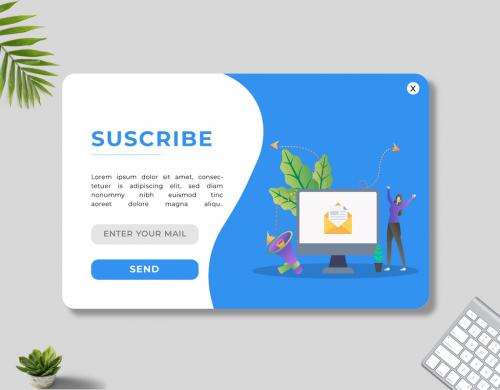 Website Banner Template of Email Marketing with Subscribe to Newsletter