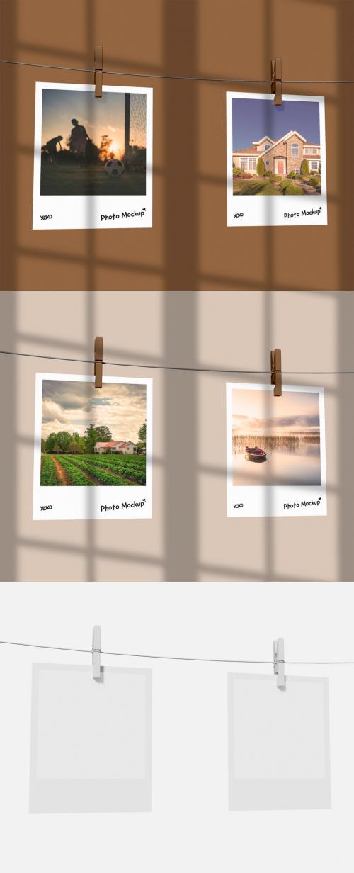 Two Hanging Photos Mockup