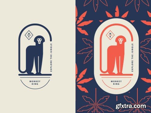 Geometric Monkey Logo Badge Template