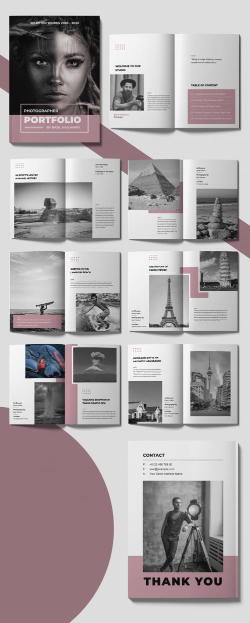 Photography Portfolio Layout with Pink Accents