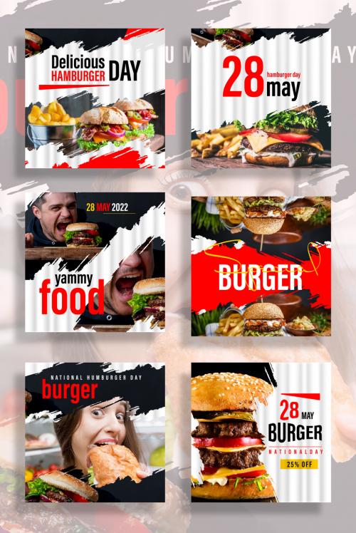 Food Social Media Posts with White and Red Accents