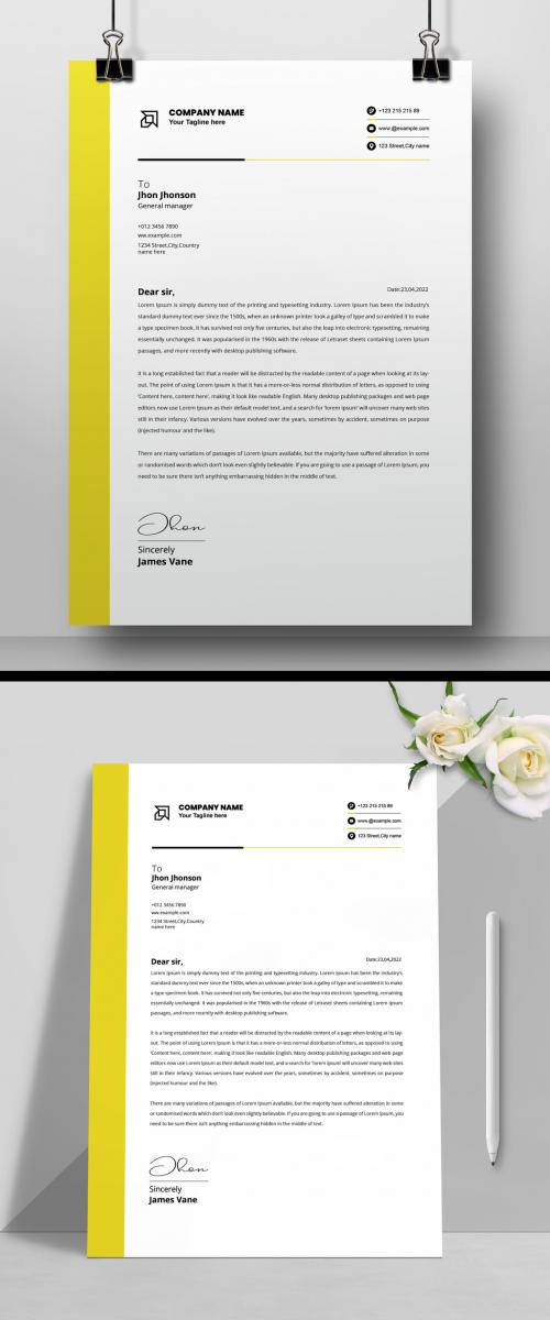 Letterhead Layout with Yellow Accents