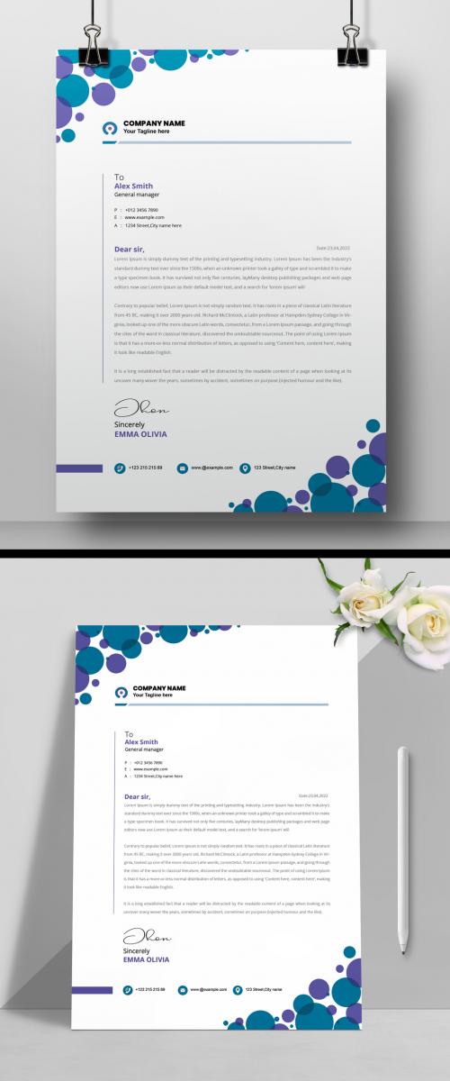 Blue and White Letterhead Layout