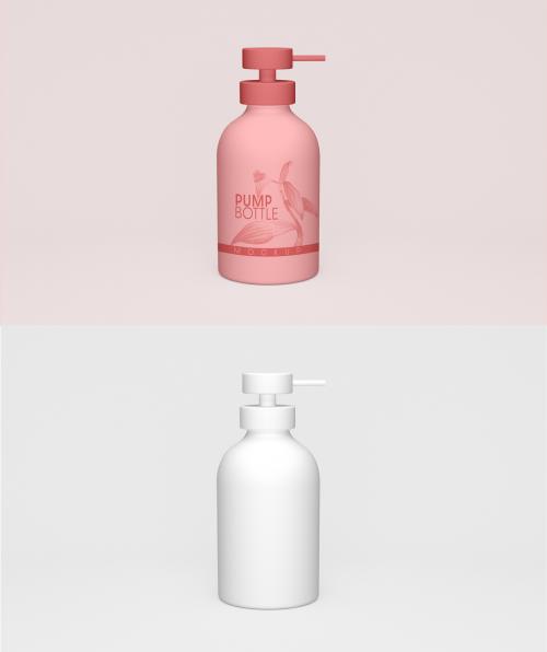 Matte Dispenser Bottle with Pump Mockup