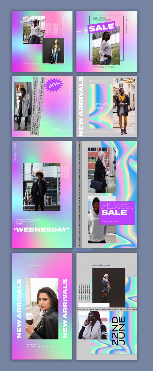 Bright Gradient Social Media Set