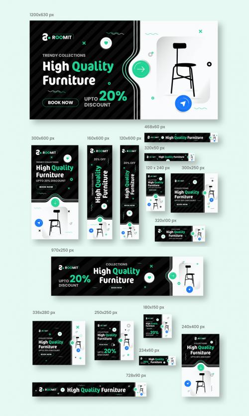 Web Banner Template Set with Moden Furniture Sale