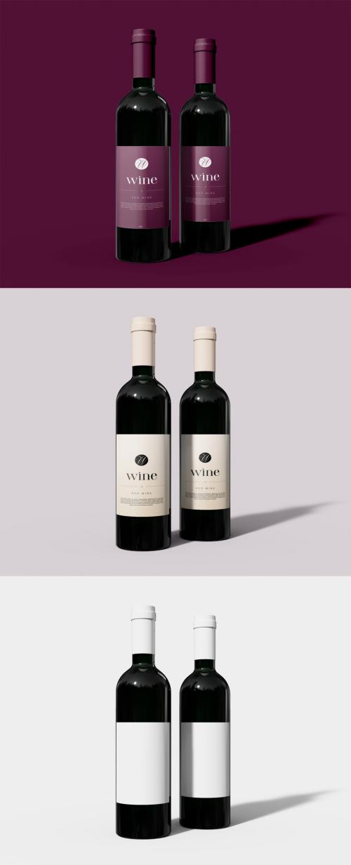 Two Wine Bottles Mockup