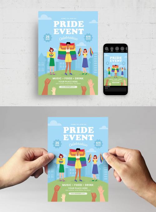 Lgbt Pride Month Event Flyer with Cartoon Style