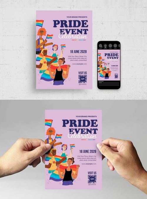 Gay Pride Event Flyer with Lgbt Activist Characters