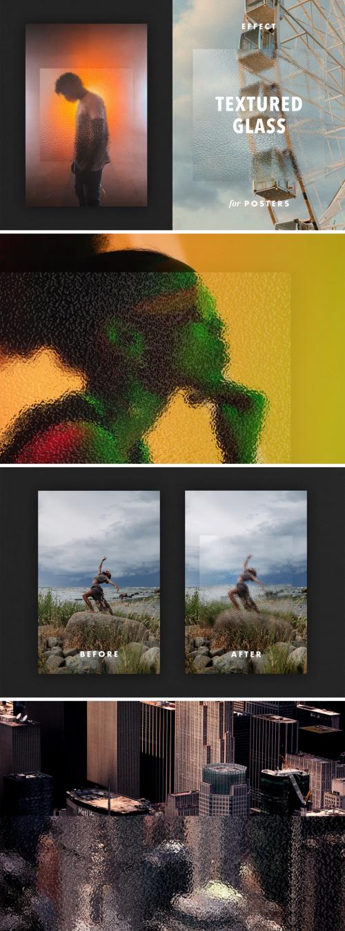 Textured Glass Overlay Photo Effect Mockup