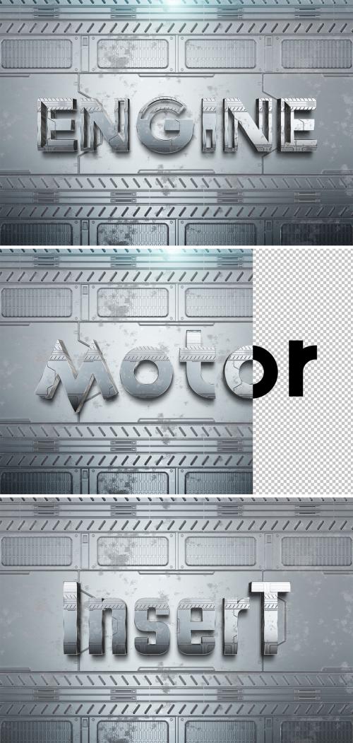 Tech Text Effect Mockup 3D Digital Metal Style