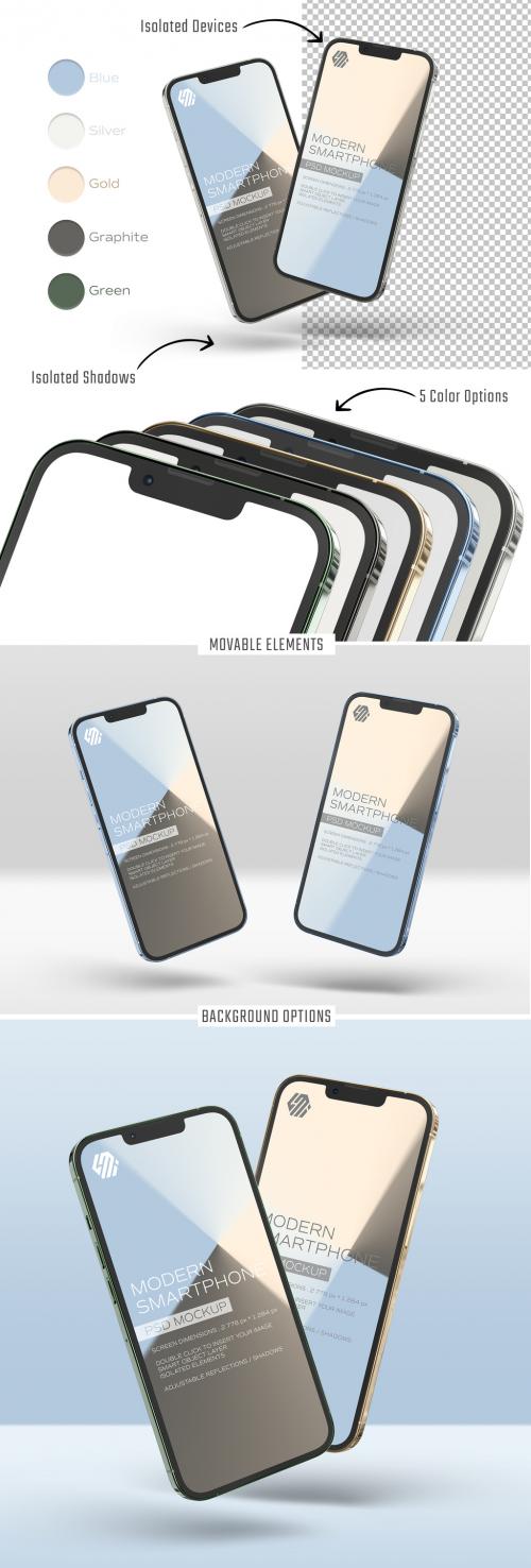 Mobile Phone Mockup Isolated on White