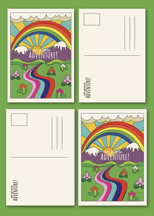 Retro Travel Postcard Layout Set