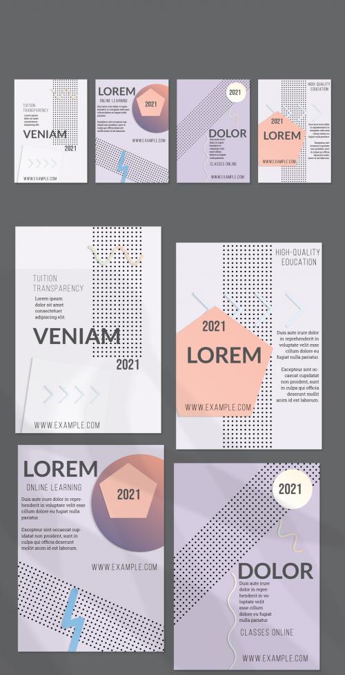 Flyer Layout with Paper Cut Layered Simple Geometric Shapes