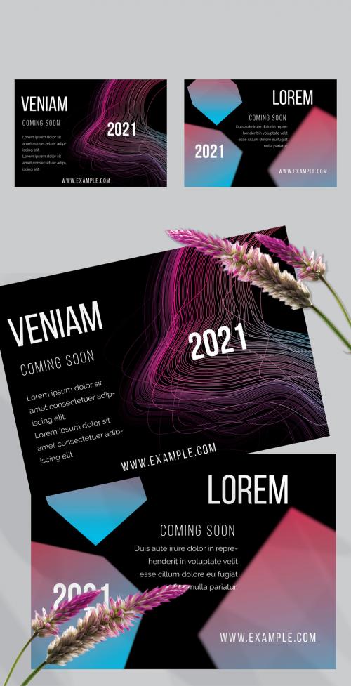 Flyer Layout with Abstract Motion Blur and Glowing Shape