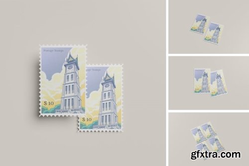 Postage Stamp Mockup Collections 14xPSD