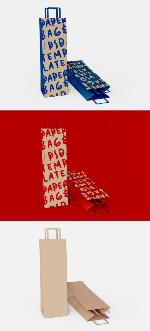 3D Tall Shopping Bags Mockup