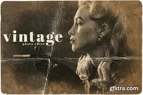 Vintage Photo Look Photoshop Effect Template JW4C5PA