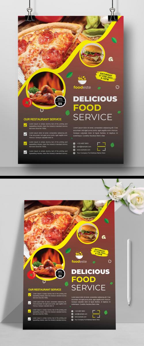 Food Menu Flyer with Brown Accents