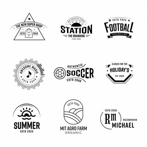 Retro Logo Badges Layout Design