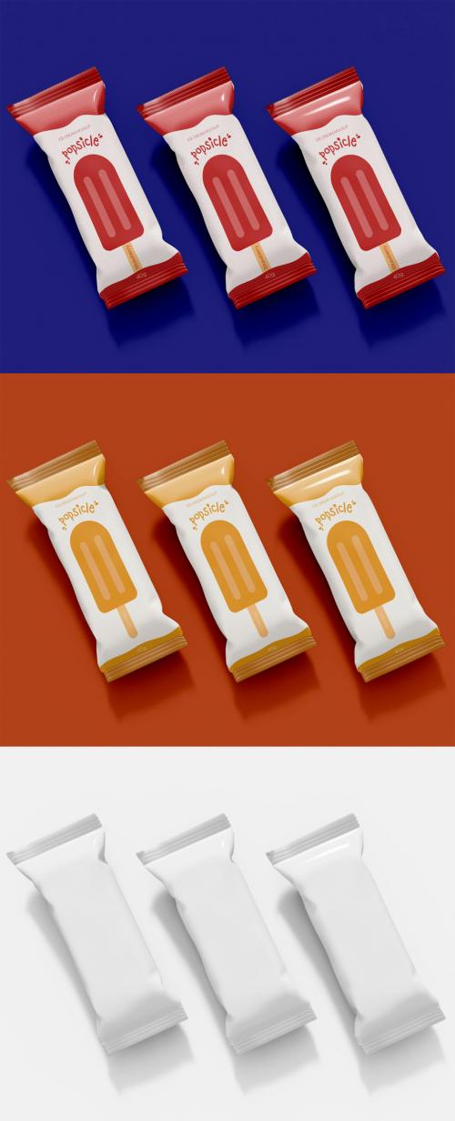 Three Popsicle Packaging Mockup