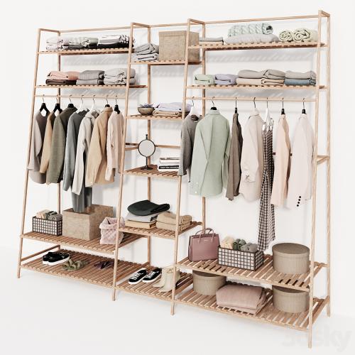 Clothes wardrobe wooden rack