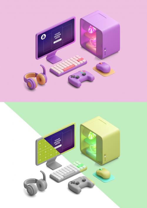 Soft Pop Computer and Devices Mockup