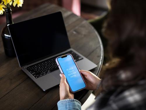 Young Entrepreneur with Phone Device Mockup