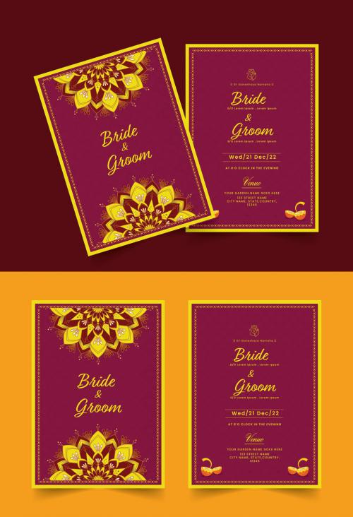 Indian Wedding Card or Invitation Card Template for Hindu Customs Wedding