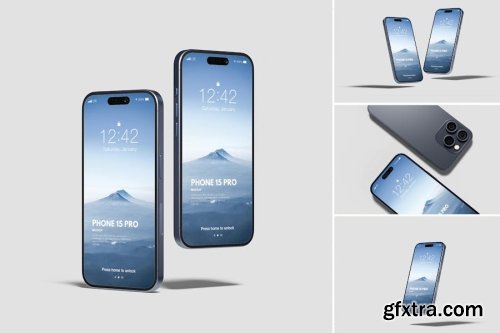 Phone 15 Pro Mockup Collections 14xPSD