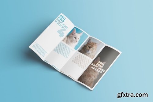 Roll-Fold Brochure Mockup Collections 12xPSD